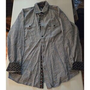 Age of Wisdom Shirt Men's Size Large Black & Gray Cotton Flip‎ Cuff Long Sleeve